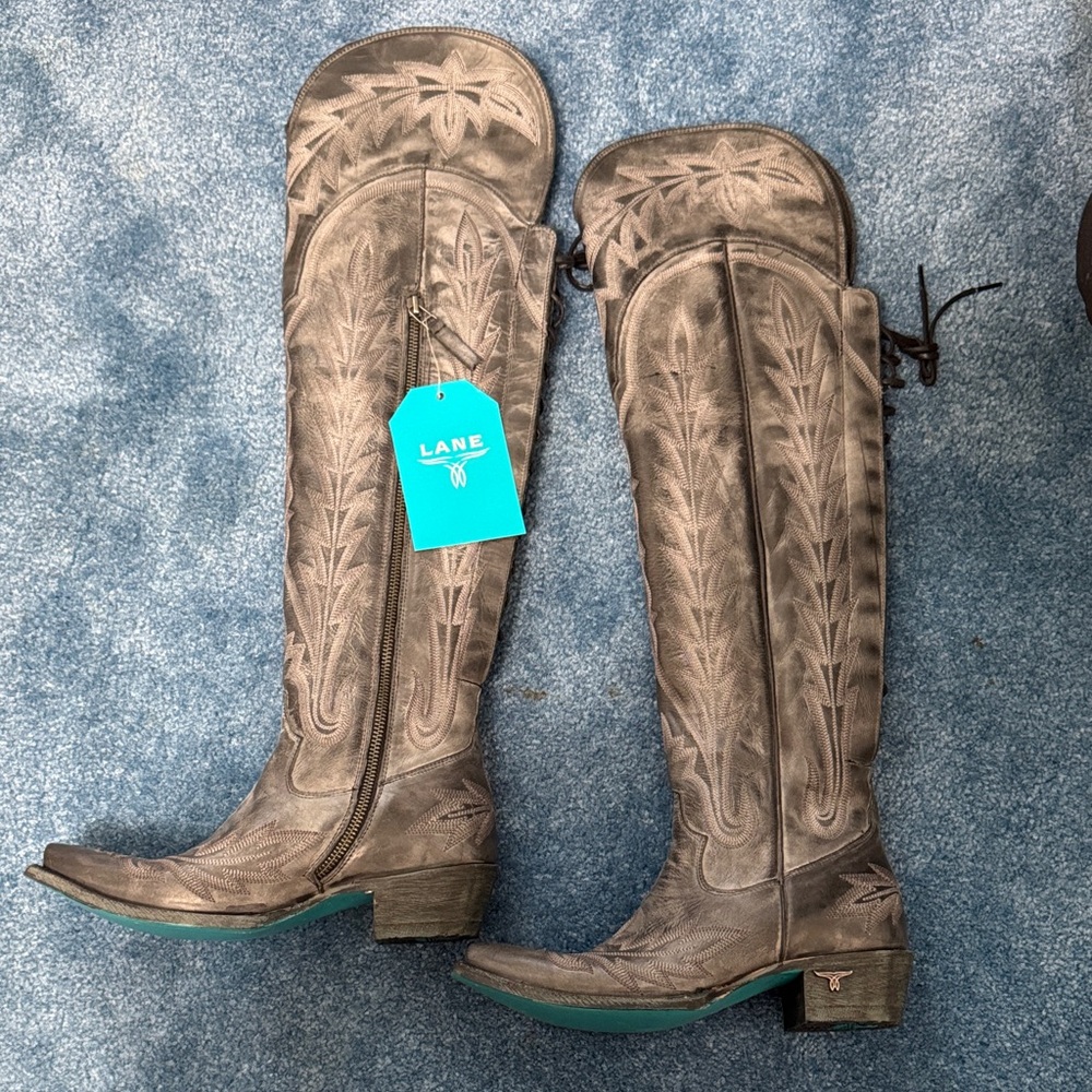 Lane Over the Knee Cowboy Boots in Black